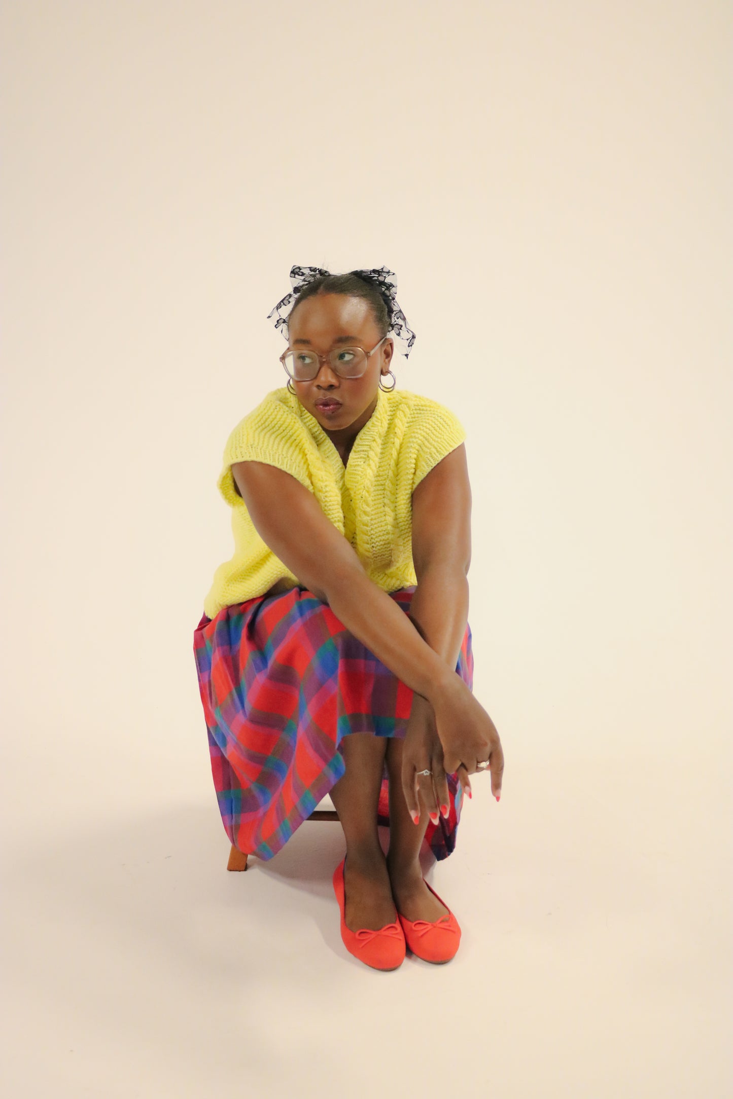 Plaid pleated multi-color midi skirt