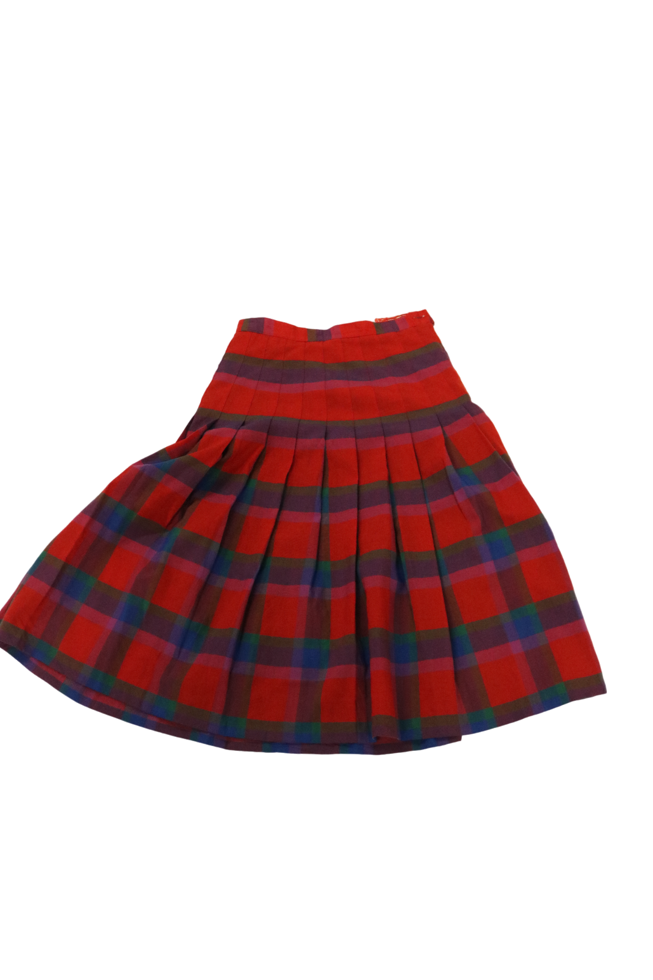 Plaid pleated multi-color midi skirt