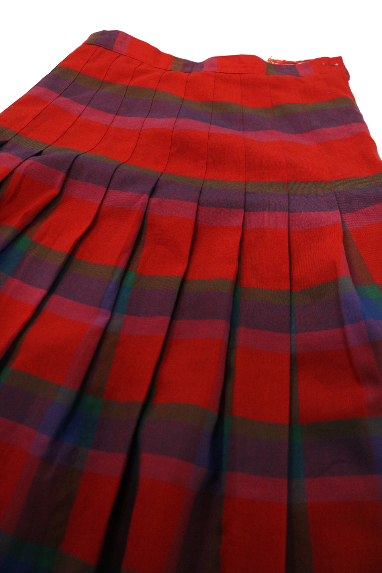 Plaid pleated multi-color midi skirt