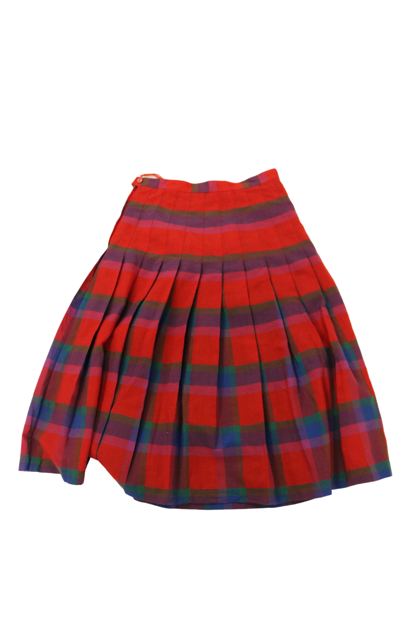 Plaid pleated multi-color midi skirt
