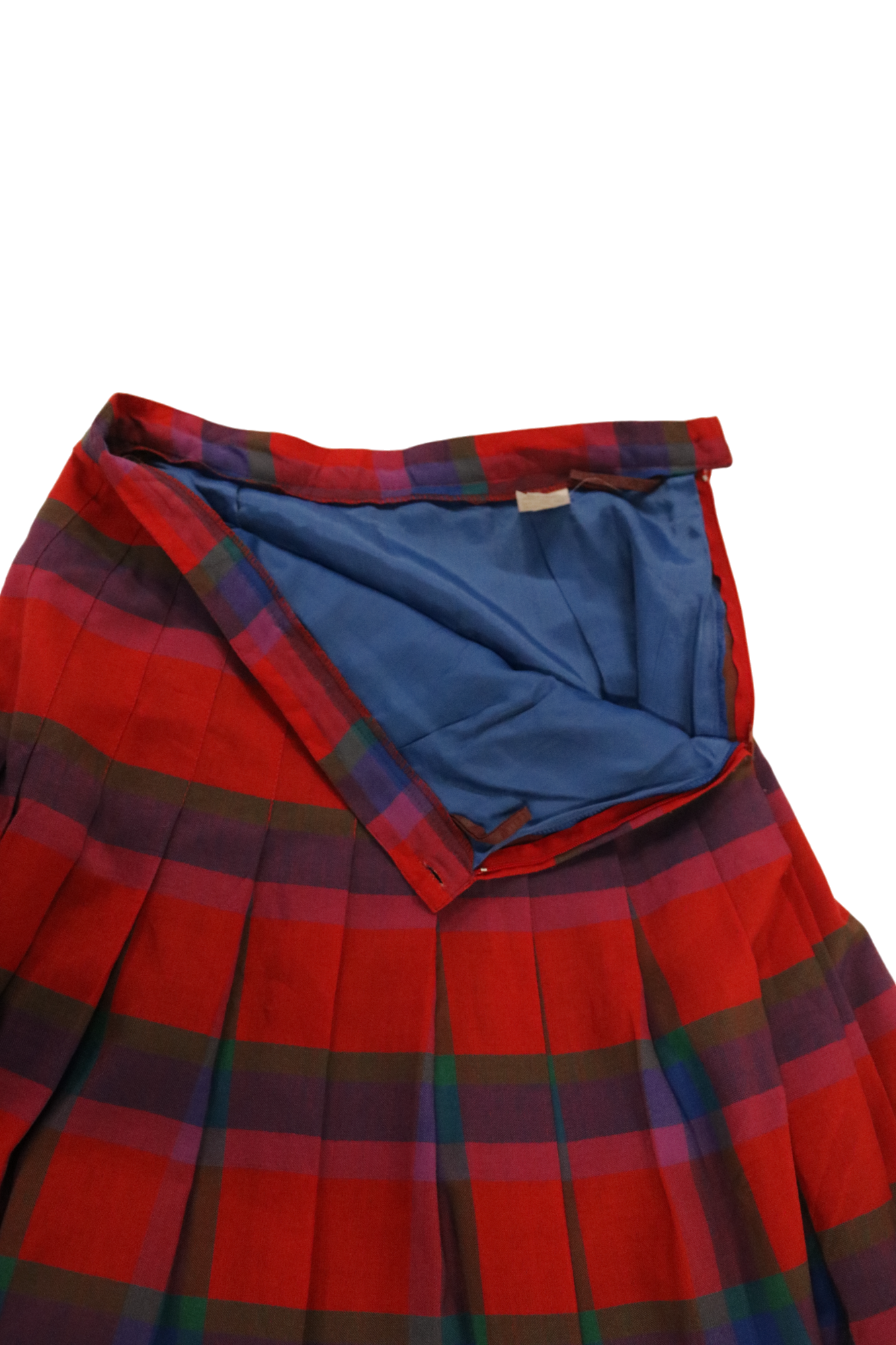Plaid pleated multi-color midi skirt