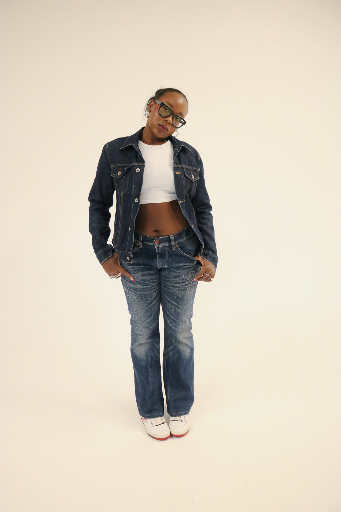 Edwin 503 Dark-wash distressed jeans