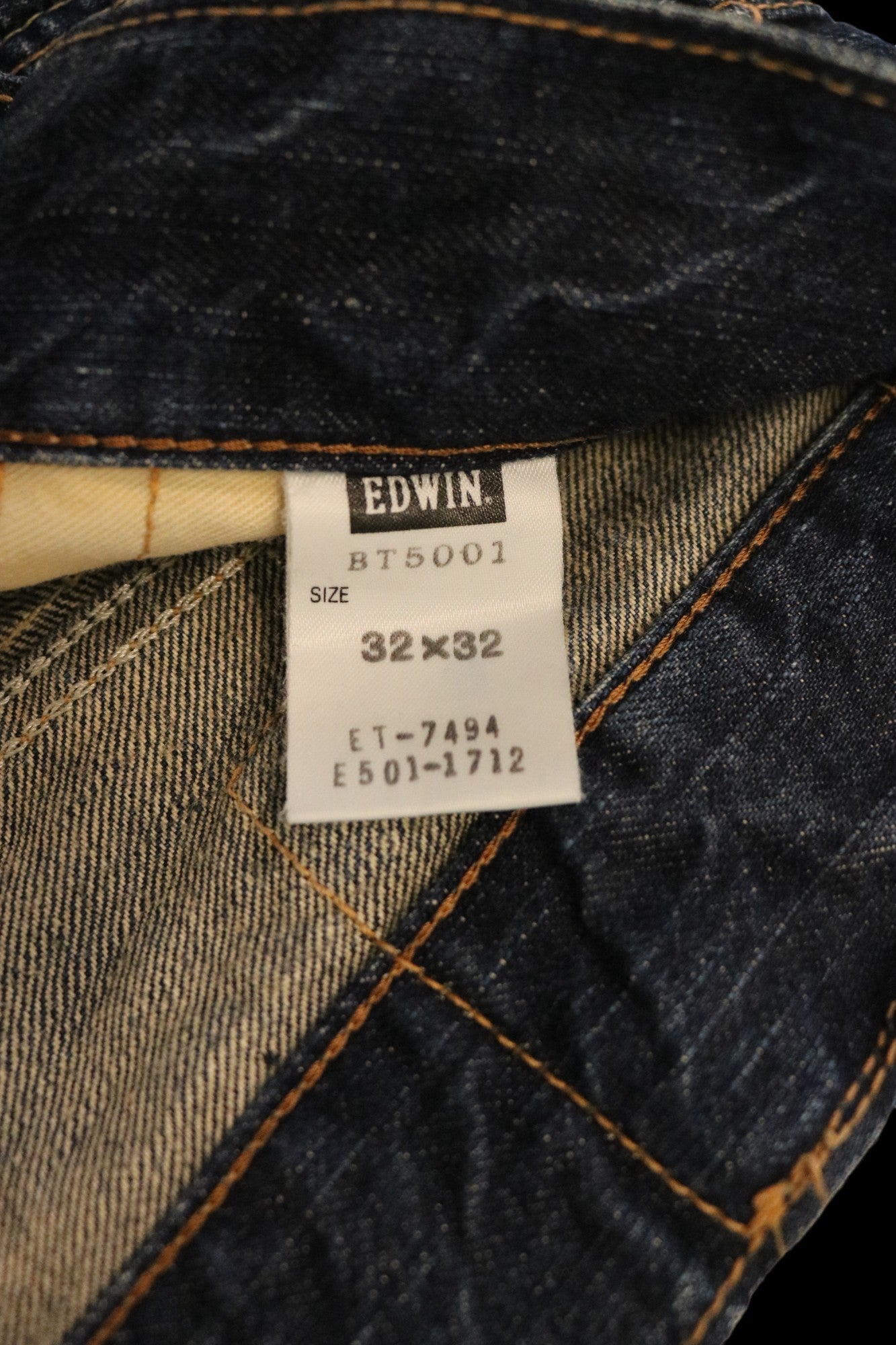 Edwin 503 Dark-wash distressed jeans