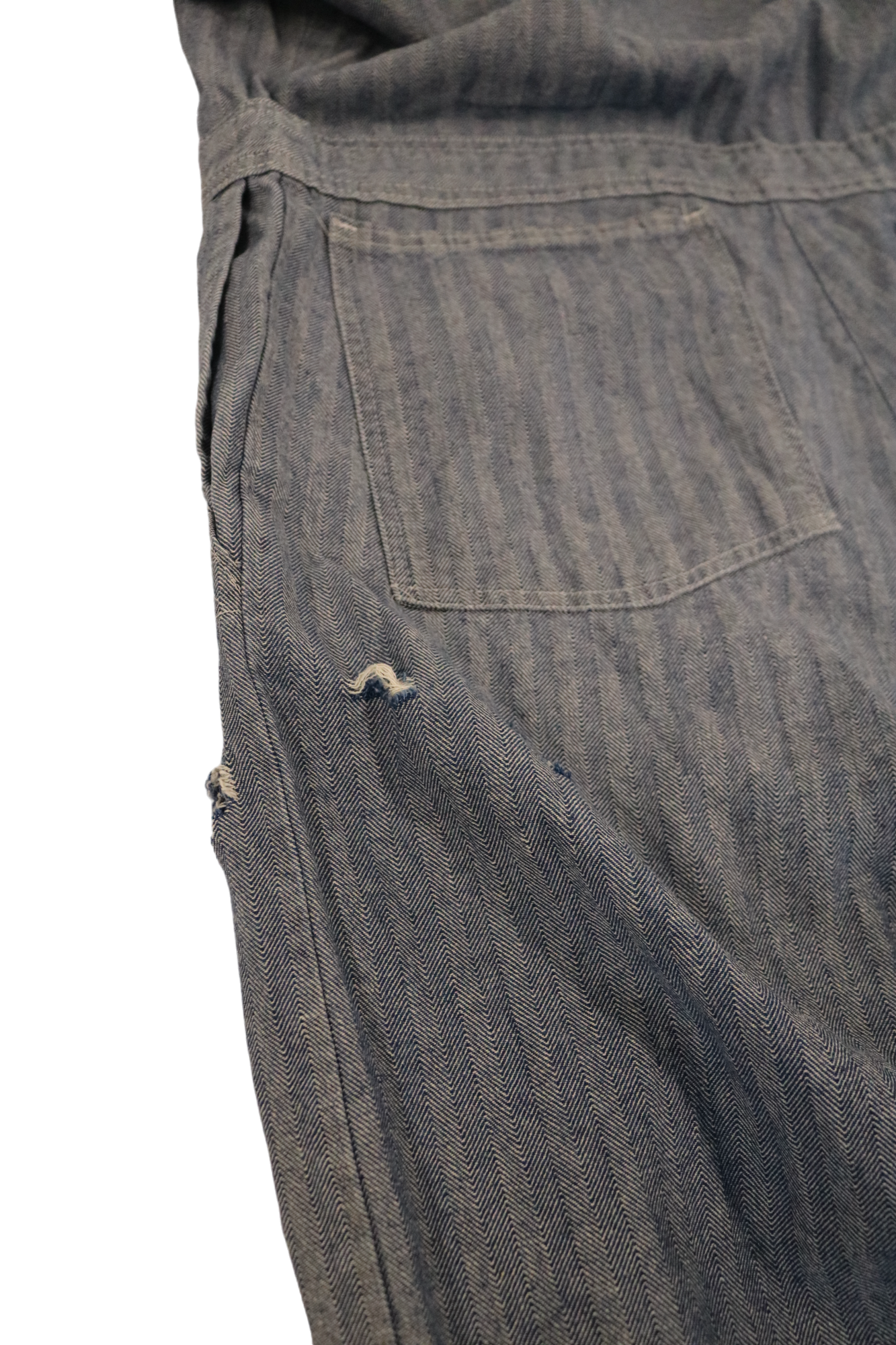 Striped light-wash distressed coveralls