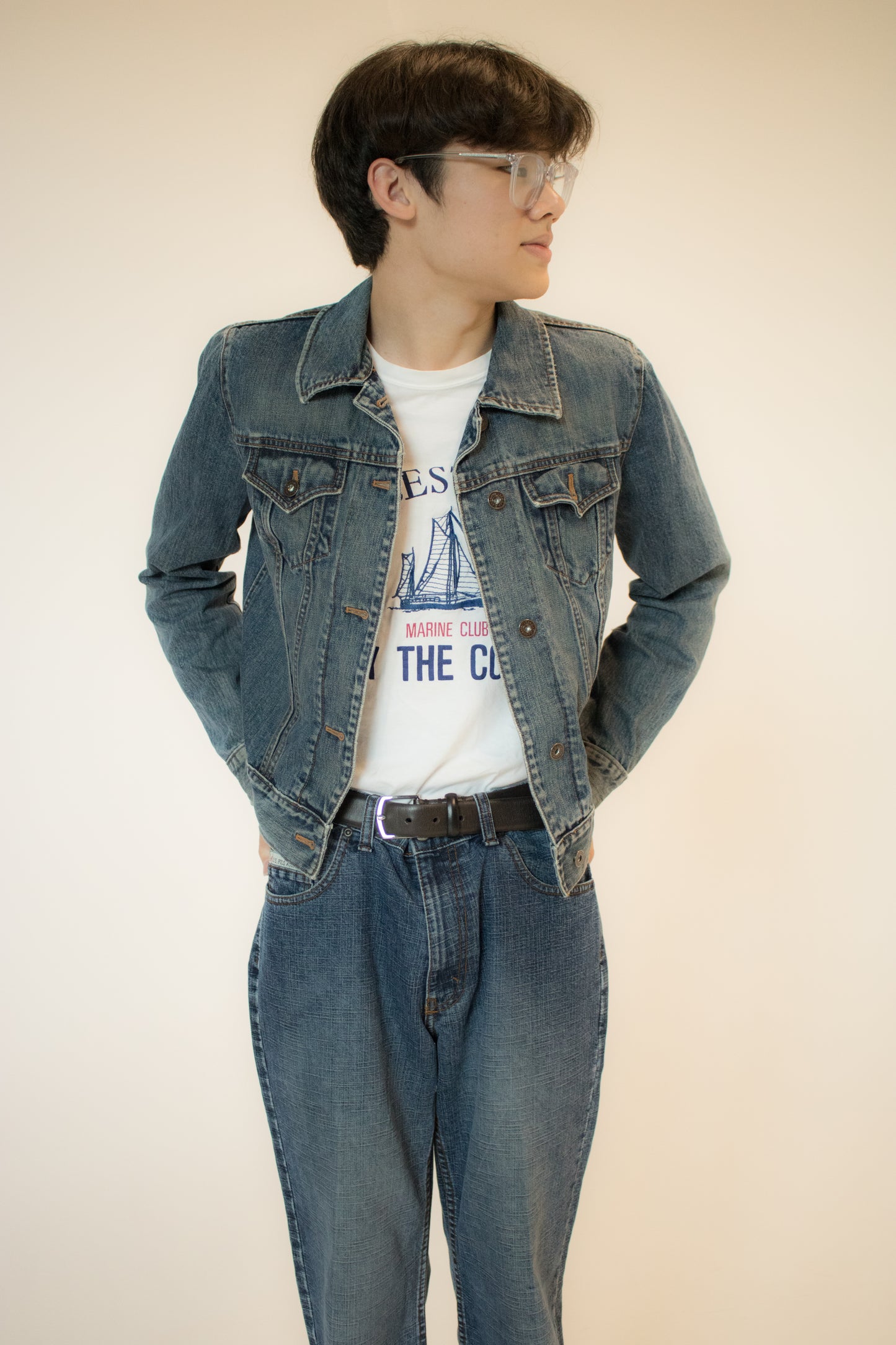 Gap distressed blue jean jacket