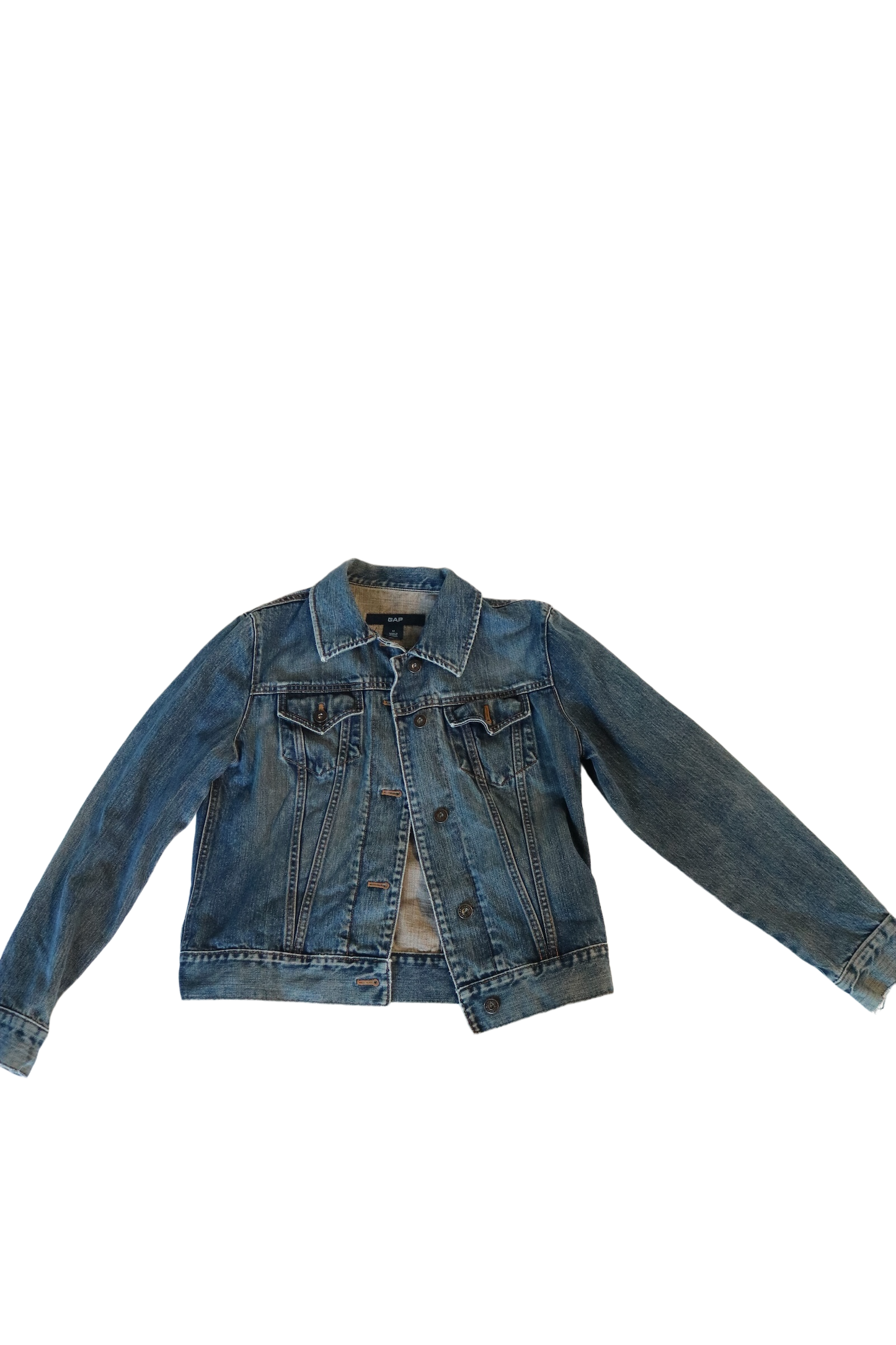 Gap distressed blue jean jacket